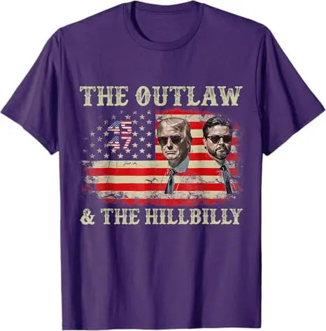 Trump US Flag Outlaw Hillbilly J.D.Vance Donald Trump T-Shirt Men's Fashion Clothes Cotton Short Sleeve Blouses Funny Saying Tee