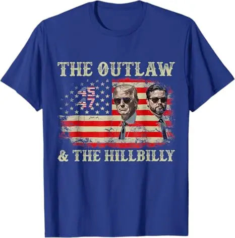 Trump US Flag Outlaw Hillbilly J.D.Vance Donald Trump T-Shirt Men's Fashion Clothes Cotton Short Sleeve Blouses Funny Saying Tee