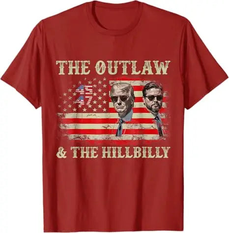 Trump US Flag Outlaw Hillbilly J.D.Vance Donald Trump T-Shirt Men's Fashion Clothes Cotton Short Sleeve Blouses Funny Saying Tee